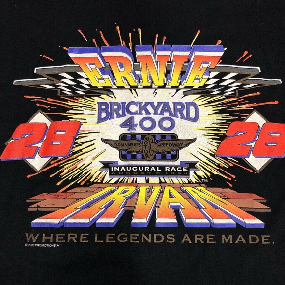 Vintage Nascar T-Shirt Brickyard 400 Inaugural Race Ernie Irvan Indianapolis - Picture 2 of 10